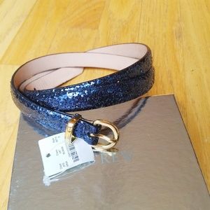 J.Crew Skinny Deep Purple Glitter Belt (Small)